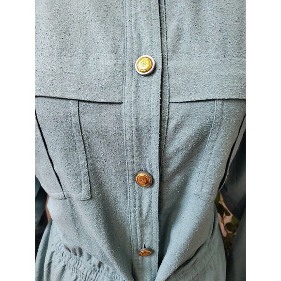 CA Sports Women's Solid Blue 100% Silk Buttons Front Long Sleeve Casual Jacket L - Picture 3 of 10
